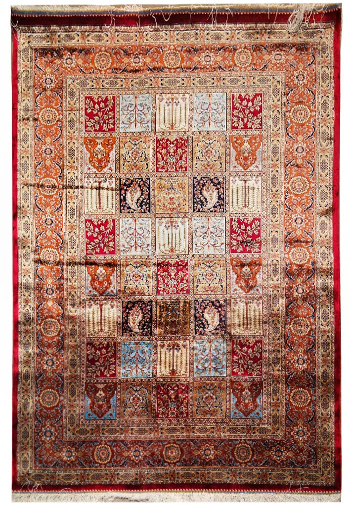 Vibrant 3' x 5' Turkish Garden Baktiar Silk Rug: Vibrant 3' x 5' Turkish Garden Baktiar Silk Rug Free continental US Shipping Enhance your living space with this stunning 3' x 5' Multi Colors Turkish Garden Baktiar Silk Rug. This exquisite rug featu