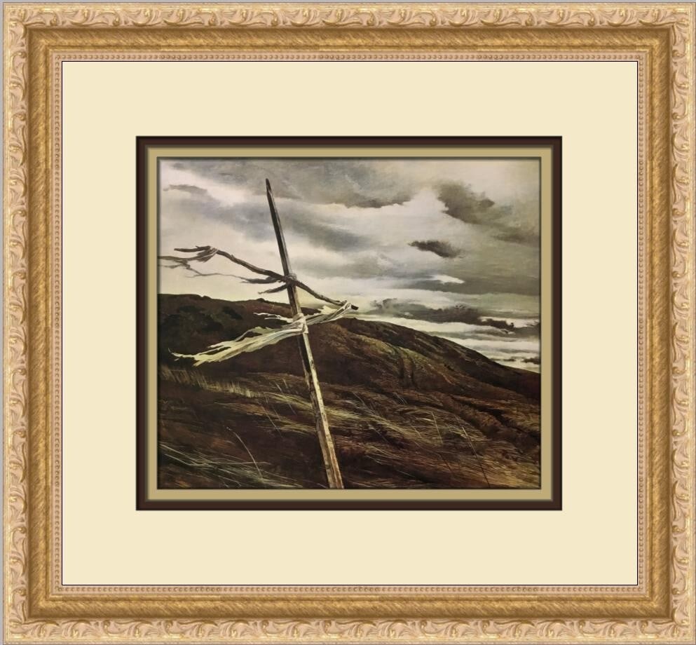 Andrew Wyeth Dodges Ridge Custom Framed Art Print 1987: Andrew Wyeth Dodges Ridge Custom Framed Art Print 1987 Experience the beauty of Andrew Wyeth's artistry with this stunning custom framed print titled "Dodges Ridge". This medium-sized artwork showcase