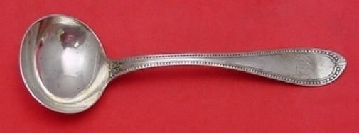 John Polhamus Bead Pattern Coin Silver Gravy Ladle 7.5 inches (1 of 1)