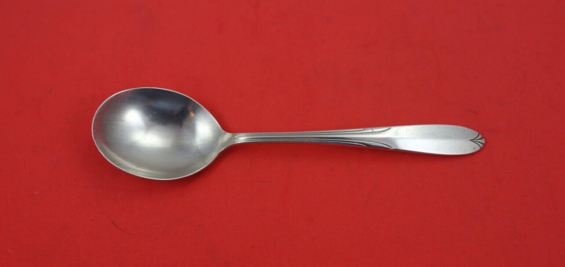 National Sterling Silver Overture Cream Soup Spoon 6 3/8 inches (1 of 2)