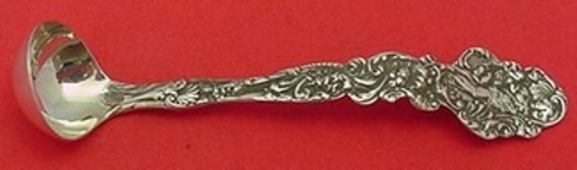 Gorham Versailles Sterling Silver Mustard Ladle 4 3/4" Monogrammed: Gorham Versailles Sterling Silver Mustard Ladle 4 3/4" Monogrammed This exquisite mustard ladle from the renowned Versailles pattern by Gorham is crafted from high-quality sterling silver. Dating back