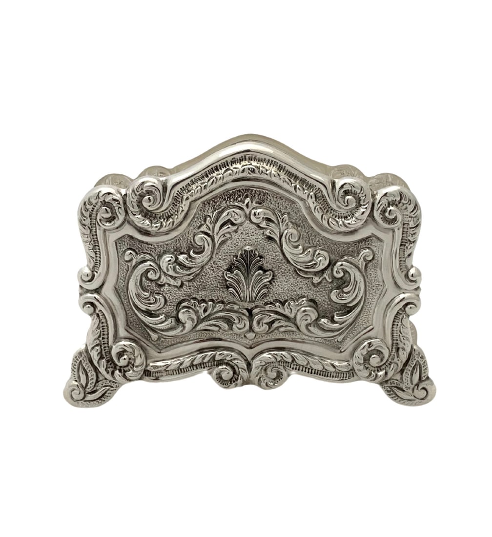 Handmade 925 Sterling Silver Chased Leaf Napkin Holder Turkey (1 of 3)