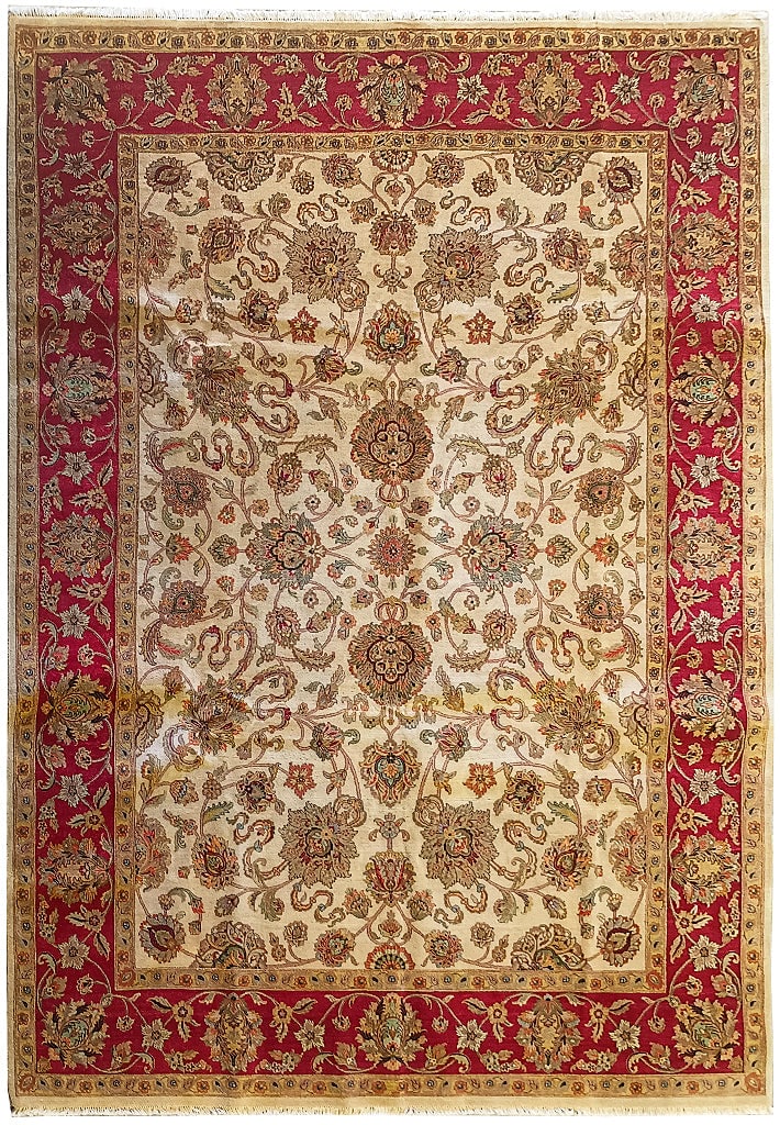 Handmade 8.9 x 12.5 Agra Rug Natural Wool Floral Geometric Design: Handmade 8.9 x 12.5 Agra Rug Natural Wool Floral Geometric Design Free continental US Shipping Introducing the exquisite 8.9 x 12.5 New Handmade Agra Rug, crafted from high-quality natural wool. This 