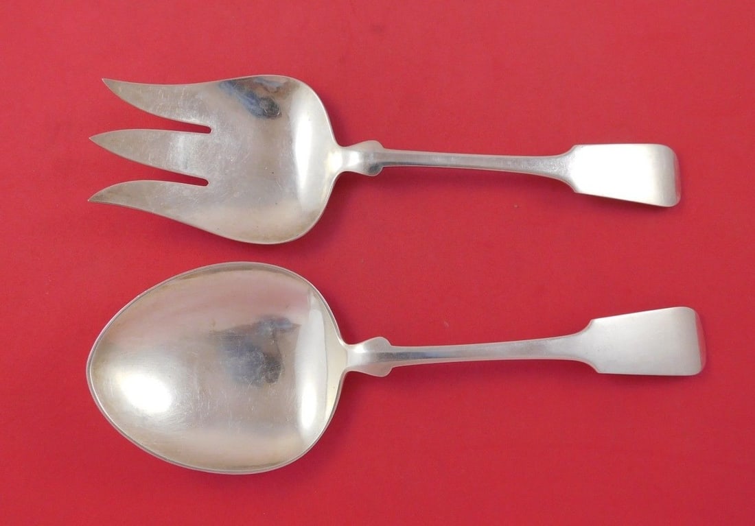 Porter Blanchard Sterling Silver Fiddle Pattern 2pc Vegetable Set: Porter Blanchard Sterling Silver Fiddle Pattern 2pc Vegetable Set This exquisite 2-piece vegetable serving set features the elegant Fiddle pattern, crafted by renowned maker Porter Blanchard. Made of 