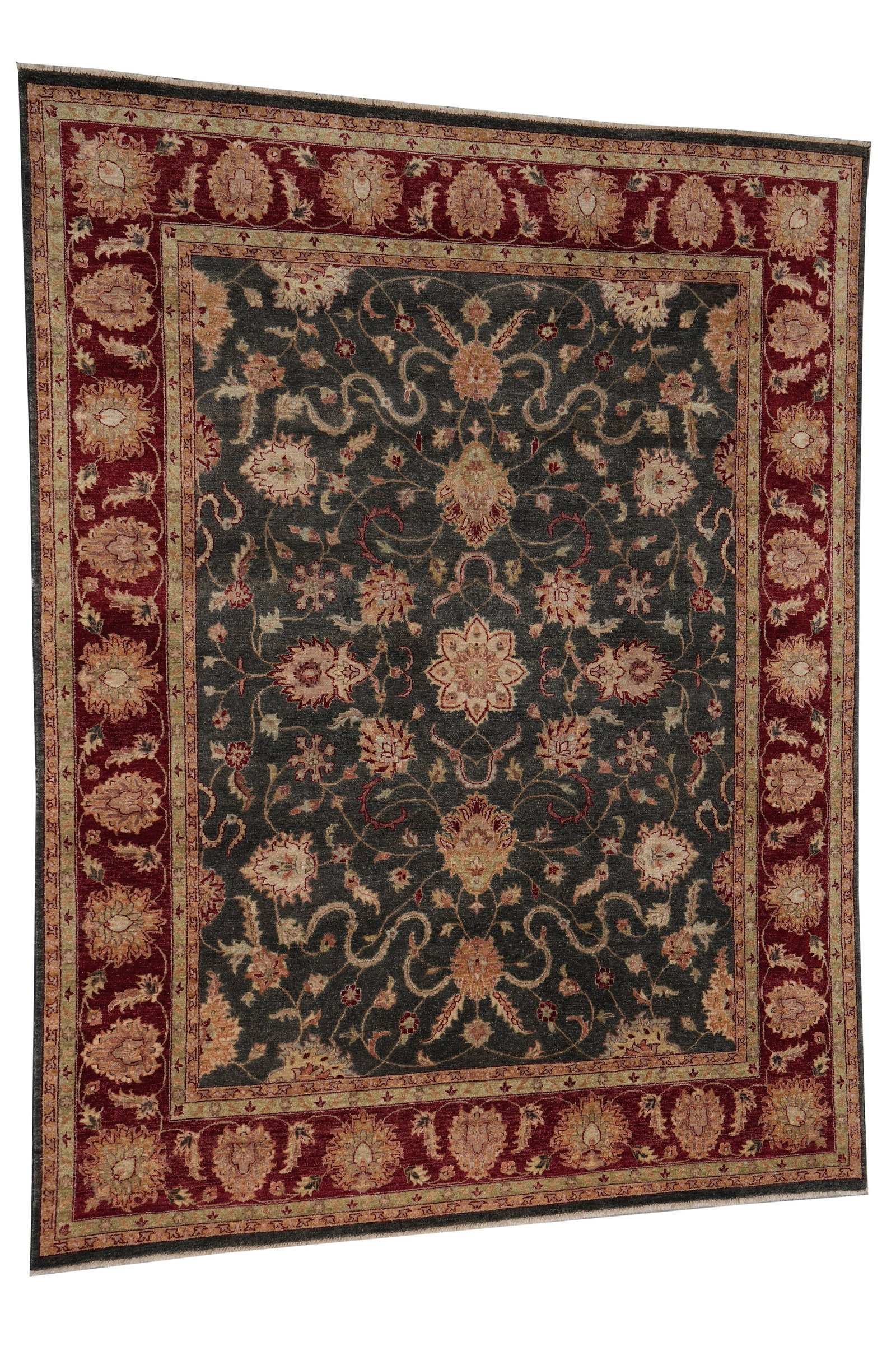8 x 10 Green Handmade Pakistani Jaipur Style Wool Rug: 8 x 10 Green Handmade Pakistani Jaipur Style Wool Rug Free continental US Shipping This 8 x 10 handmade Pakistani rug features a Jaipur-style design with a rich green colorway and intricate traditiona