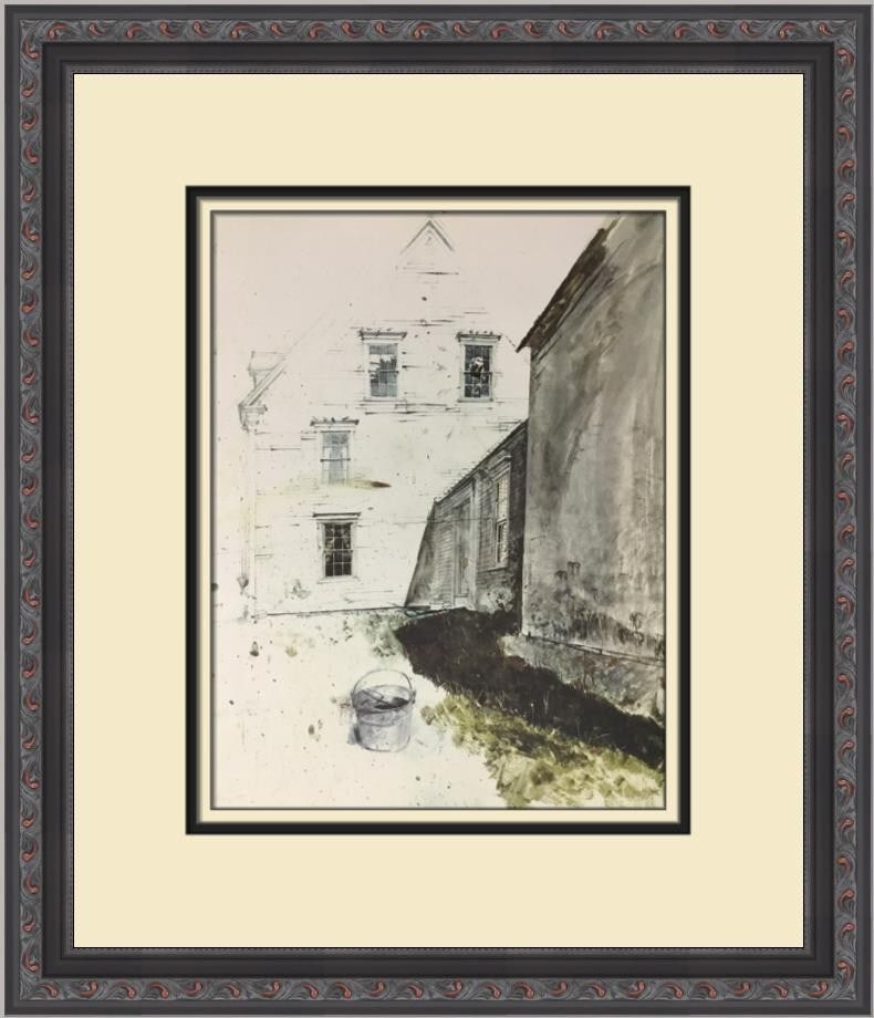 Andrew Wyeth Study for Weatherside Custom Framed Print 1976: Andrew Wyeth Study for Weatherside Custom Framed Print 1976 This exquisite custom framed print titled 'Study for Weatherside' by renowned artist Andrew Wyeth captures the essence of Impressionism and 