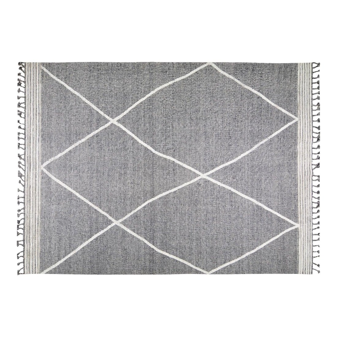 Beni Ourain Moroccan Wool Rug Hand Knotted Contemporary 8'2" x 10': Beni Ourain Moroccan Wool Rug Hand Knotted Contemporary 8'2" x 10' This Moroccan Beni Ourain rug from the 1990s is hand knotted using organic wool and features natural colors with a soft texture. Its 