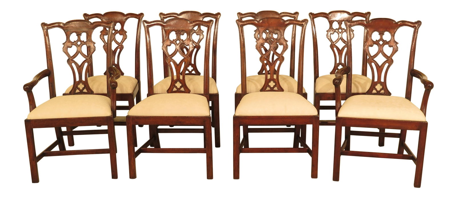 Set of 8 Jonathan Charles Chippendale Mahogany Dining Chairs: Set of 8 Jonathan Charles Chippendale Mahogany Dining Chairs This exquisite set of 8 dining room chairs embodies the elegance of Chippendale design, crafted by Jonathan Charles in 21st Century style. 