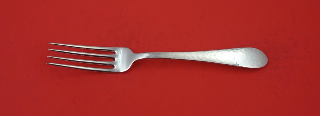 Dominick & Haff Pointed Antique Hammered Sterling Silver Dinner Fork 7 7/8": Dominick & Haff Pointed Antique Hammered Sterling Silver Dinner Fork 7 7/8" This exquisite dinner fork from Dominick & Haff features the elegant Pointed Antique Hammered pattern, blending classic desi