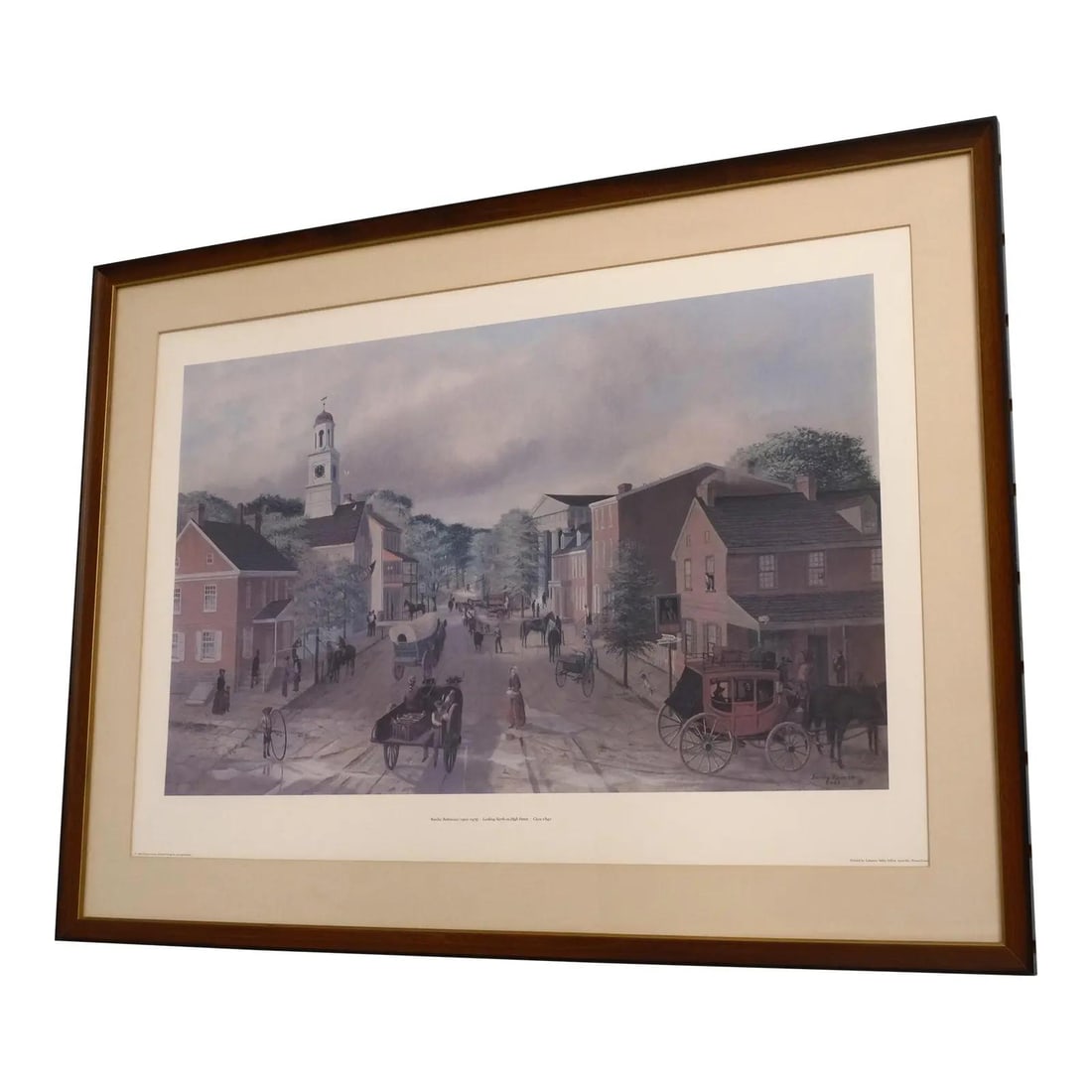 Barclay Rubincam 1963 Framed Print Westchester Pennsylvania 38.5x29: Barclay Rubincam 1963 Framed Print Westchester Pennsylvania 38.5x29 This professionally framed and matted print by Barclay Rubincam depicts a view looking north on High Street in Westchester, Pennsylv