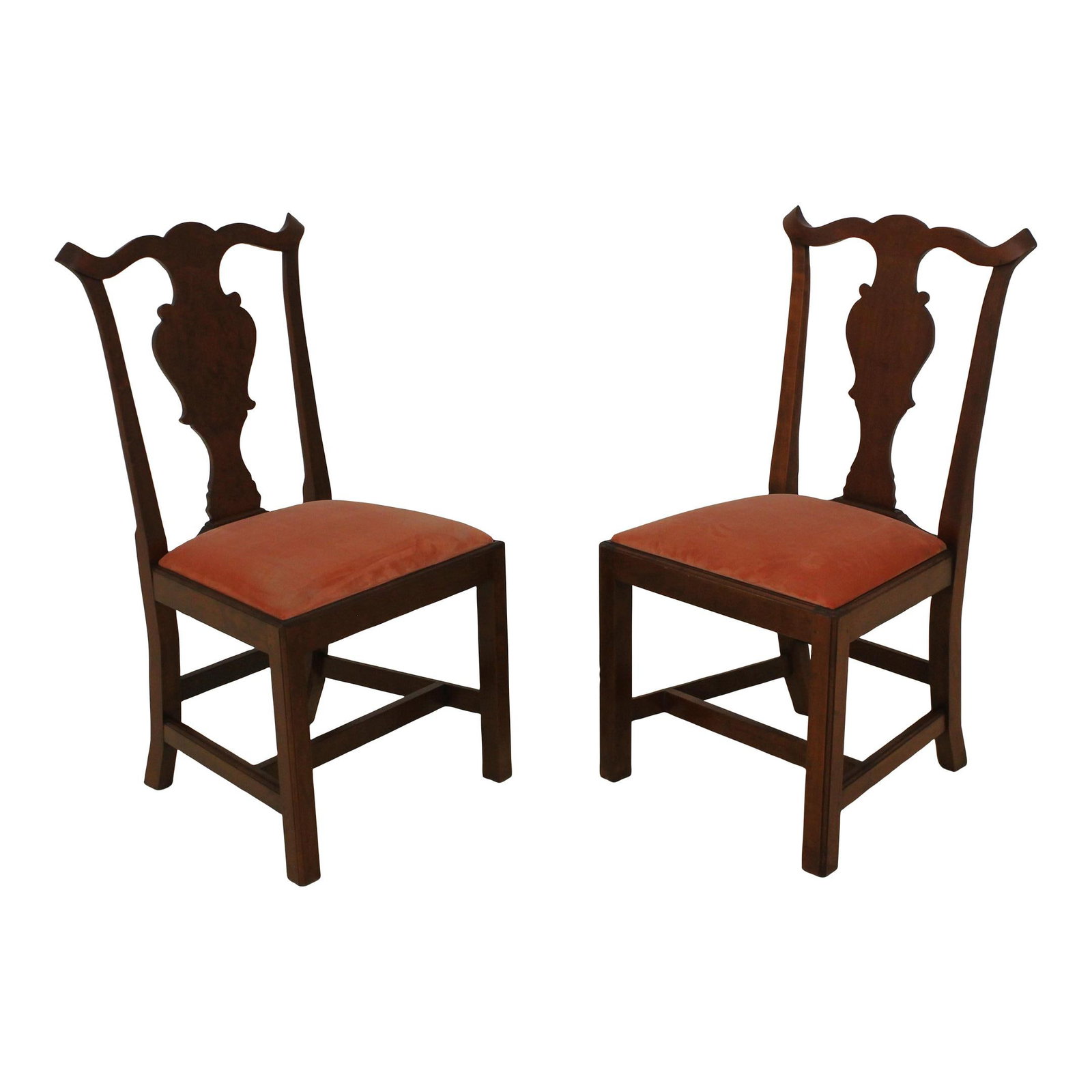 Elegant Pair of Handcrafted Cherry Chippendale Side Chairs: Elegant Pair of Handcrafted Cherry Chippendale Side Chairs This exquisite pair of handcrafted Cherry Chippendale side chairs showcases timeless elegance and superior craftsmanship. Made from solid che