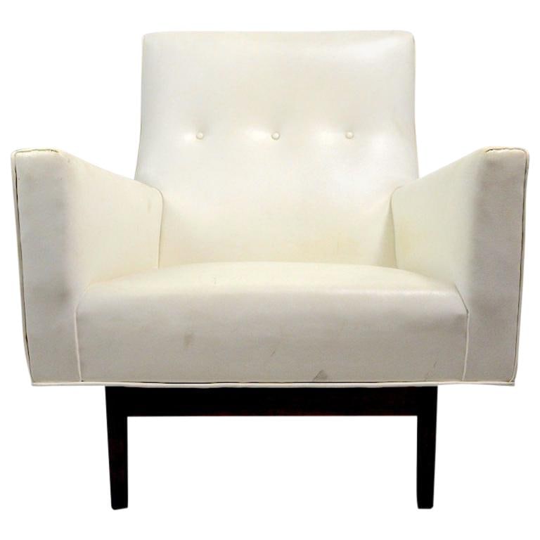Jens Risom Mid-Century Modern Lounge Chair White Vinyl (1 of 10)