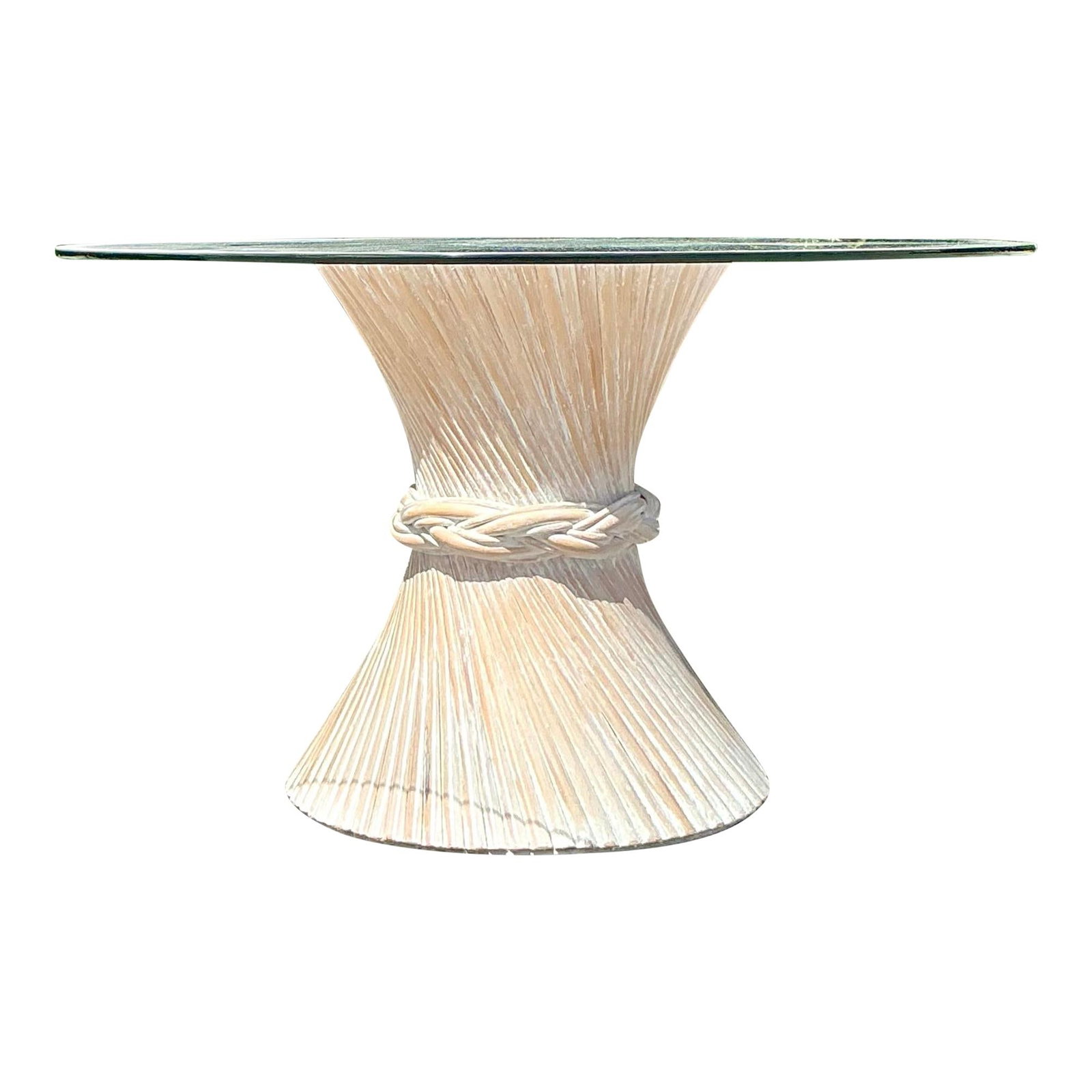 Coastal Twisted Rattan Dining Table by McGuire: Coastal Twisted Rattan Dining Table by McGuire The Vintage Coastal Twisted Rattan Dining Table, inspired by the iconic designs of McGuire, is a stunning piece that embodies the relaxed elegance of coa