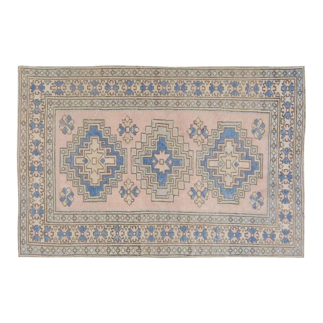 Anatolian Wool Area Rug Hand Knotted 4'x6'1" Turkish Vintage: Anatolian Wool Area Rug Hand Knotted 4'x6'1" Turkish Vintage This vintage Turkish Anatolian rug is hand-knotted from wool using traditional rug-making techniques. It combines timeless craftsmanship wi
