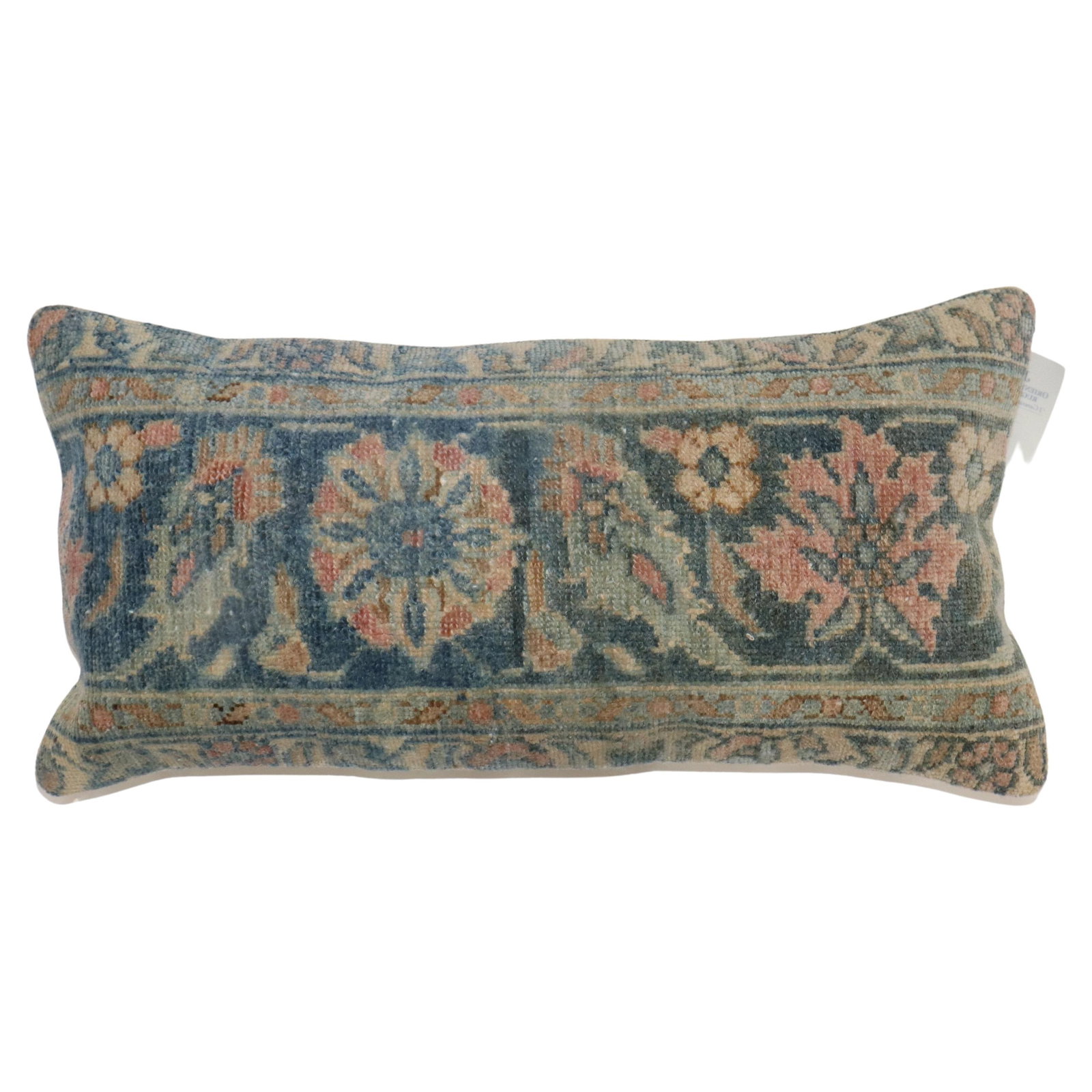 Tabriz Persian Rug Bolster Pillow 12 x 23 Cotton Wool: Tabriz Persian Rug Bolster Pillow 12 x 23 Cotton Wool This bolster-size pillow is crafted from a Persian Lilihan rug in the Tabriz style, dating to the 1920s. Made from cotton and wool, it features a 