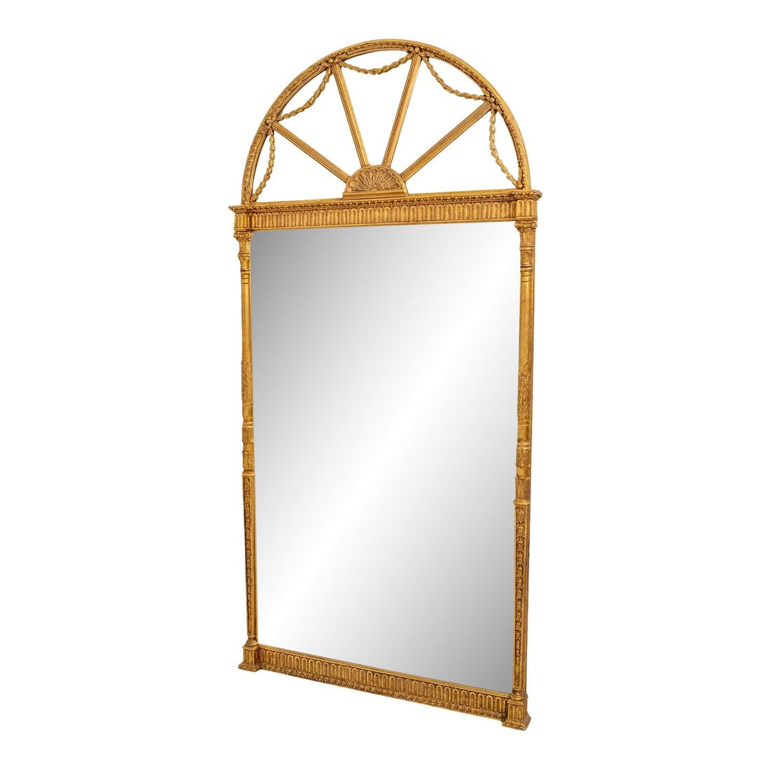Large Gold Beveled Glass Archtop Wall Mirror with Ornate Frame (1 of 10)