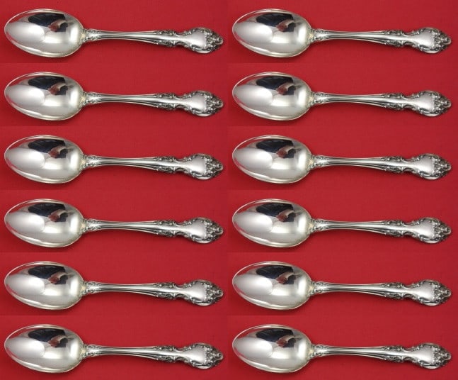 Gorham Melrose Sterling Silver Teaspoon Set 12 Pieces 5 7/8 Inch: Gorham Melrose Sterling Silver Teaspoon Set 12 Pieces 5 7/8 Inch This exquisite 12-piece set of Melrose teaspoons by Gorham is crafted from high-quality sterling silver. Each spoon measures 5 7/8" and