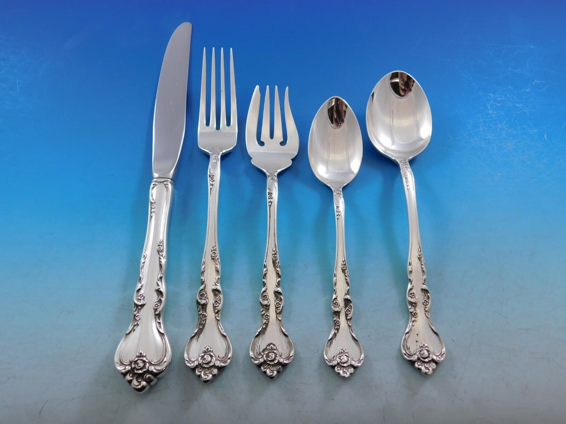 Reed Barton Savannah Sterling Silver 60 Piece Flatware Service for 12: Reed Barton Savannah Sterling Silver 60 Piece Flatware Service for 12 This is a Reed & Barton "Savannah" sterling silver flatware set designed for 12 place settings. The set consists of 60 pieces, inc