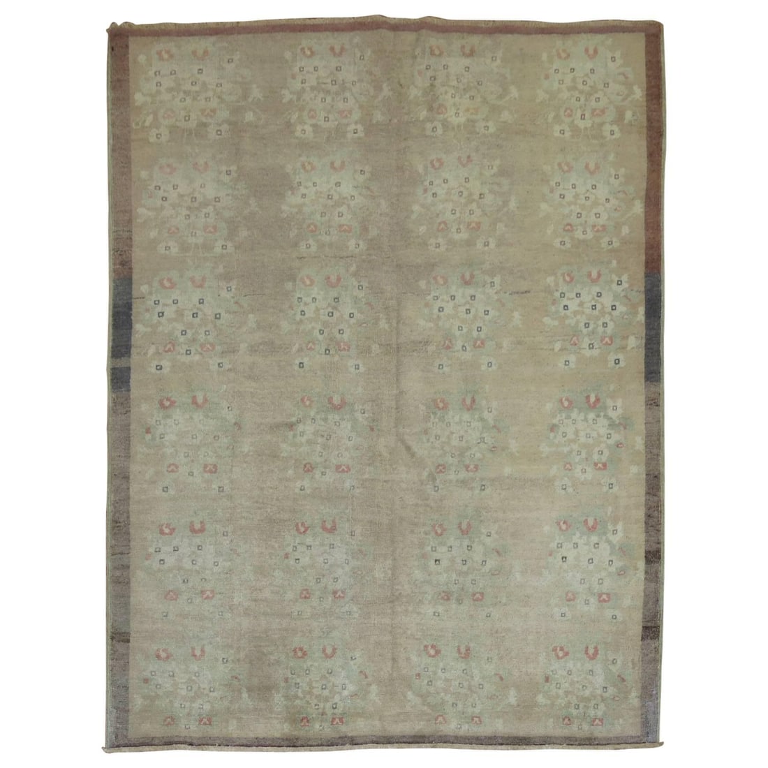 Mid-Century Modern Hand-Knotted Turkish Wool Area Rug 54x67: Mid-Century Modern Hand-Knotted Turkish Wool Area Rug 54x67 This vintage Turkish area rug showcases a unique square shape with a captivating mid-century modern design. Hand-knotted from high-quality w