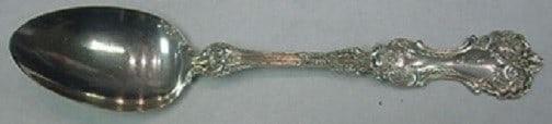 Whiting Pompadour Sterling Silver Teaspoon 5 3/4" 1850-1899: Whiting Pompadour Sterling Silver Teaspoon 5 3/4" 1850-1899 This exquisite teaspoon is crafted from sterling silver and features the elegant Pompadour pattern by Whiting. Measuring 5 3/4" in length, t