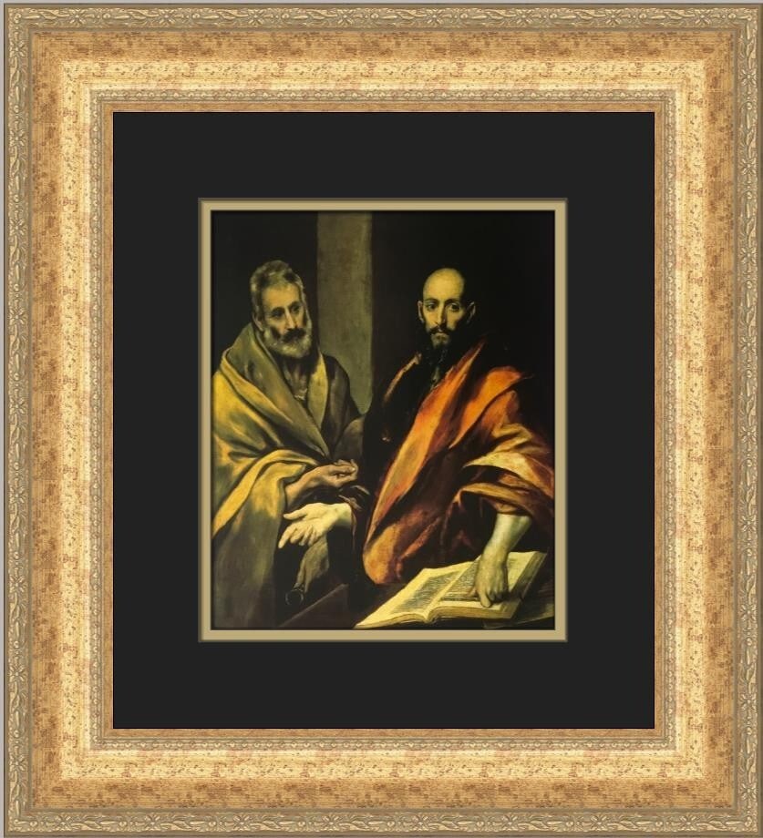 El Greco The Apostles Peter and Paul Custom Framed Print 17 x 16: El Greco The Apostles Peter and Paul Custom Framed Print 17 x 16 This exquisite custom framed print features the artwork "The Apostles Peter and Paul" by renowned artist El Greco. Measuring 17 in x 16