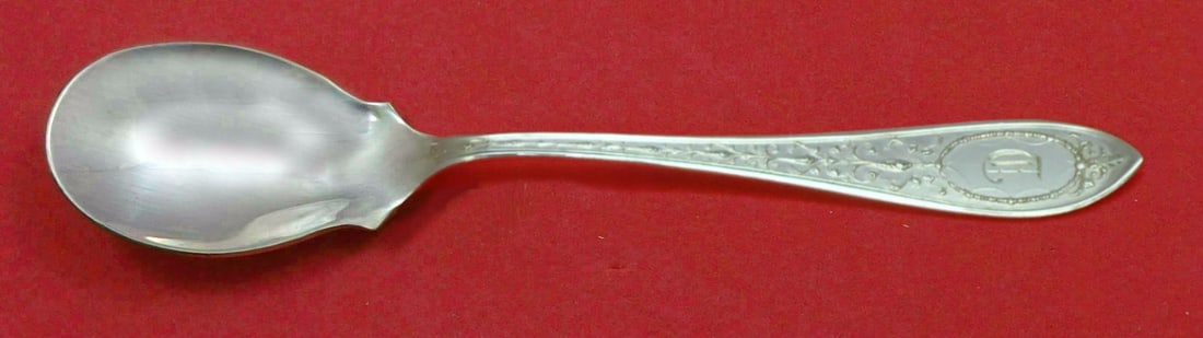 Whiting Adam Sterling Silver Custom Ice Cream Spoon 5 3/4": Whiting Adam Sterling Silver Custom Ice Cream Spoon 5 3/4" Sterling silver ice cream spoon in the Adam pattern by Whiting. This custom made spoon is monogrammed, with monos varying, and is described a
