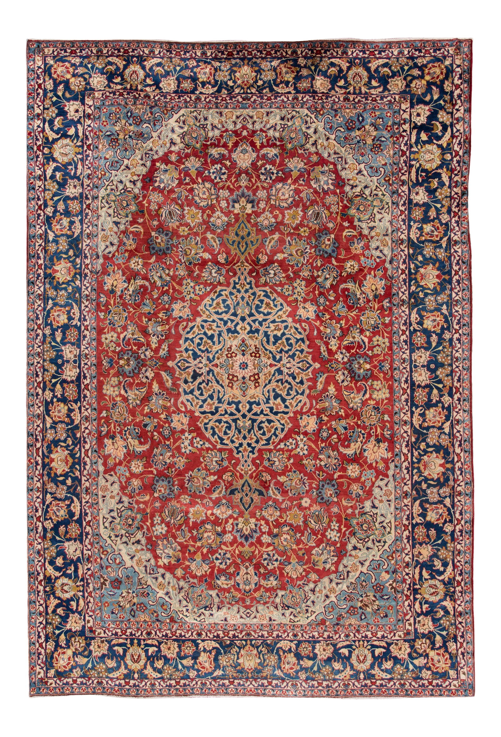 Vintage Persian Mahal Handmade Wool Rug Red Floral Design 10'4 x 15'5: Vintage Persian Mahal Handmade Wool Rug Red Floral Design 10'4 x 15'5 This stunning vintage Persian Mahal rug showcases exquisite hand-knotting craftsmanship. Featuring a vibrant red field contrasted 
