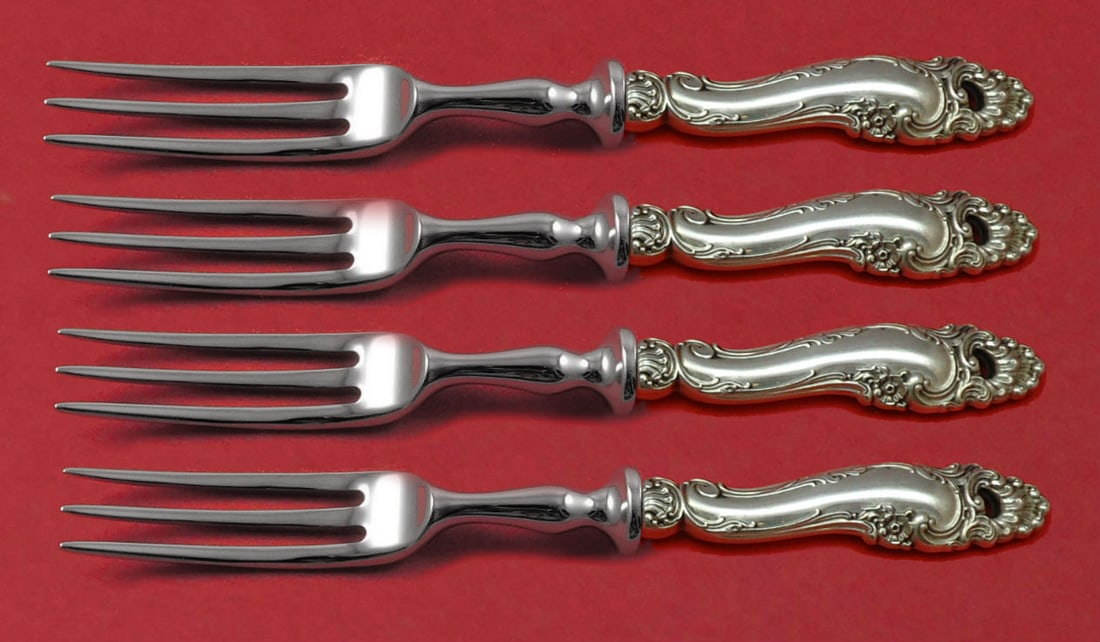 Gorham Decor Sterling Silver 4-Piece Fruit Fork Set 6 Inch: Gorham Decor Sterling Silver 4-Piece Fruit Fork Set 6 Inch Enhance your dining experience with this exquisite 4-piece fruit fork set from Gorham, crafted from high-quality sterling silver. Each fork m