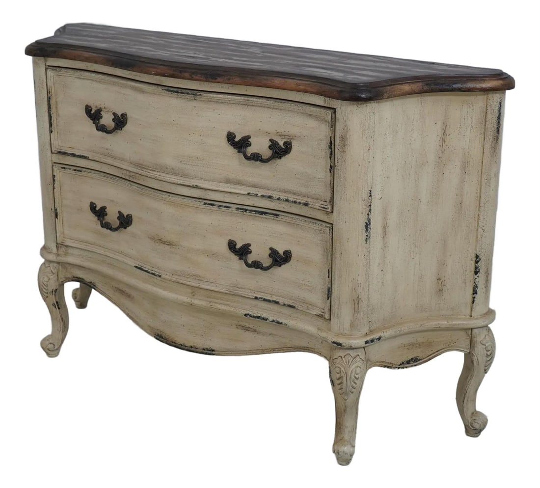 Vintage 2 Drawer Wood Commode Chest with Distressed Finish (1 of 10)