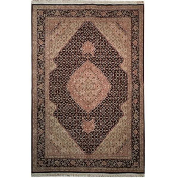 Mahi Tabriz Wool Silk Rug 5.9 x 8.9 ft 200 KPSI: Mahi Tabriz Wool Silk Rug 5.9 x 8.9 ft 200 KPSI Free continental US Shipping Enhance your living space with this exquisite 5.9 x 8.9 Mahi Tabriz rug, crafted from high-quality wool and silk. This fine