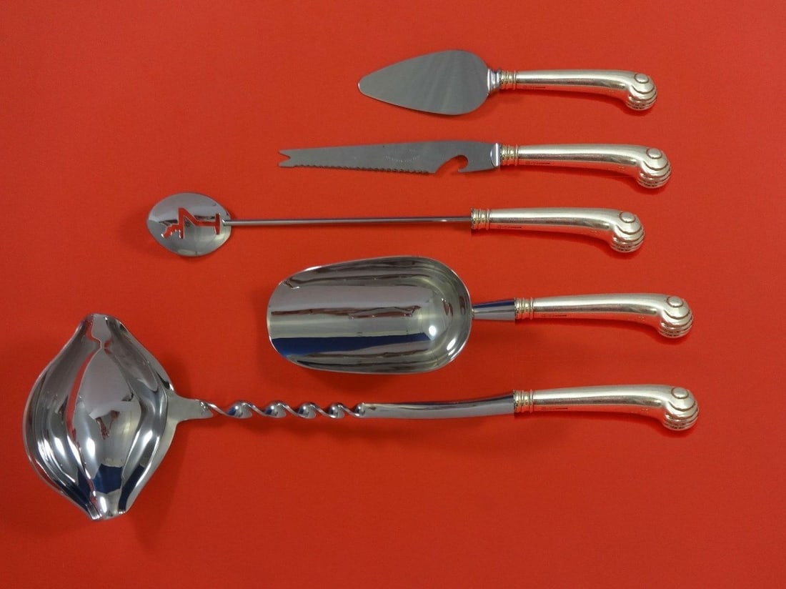 Onslow by Tuttle Sterling Silver 5pc Cocktail Party Bar Set: Onslow by Tuttle Sterling Silver 5pc Cocktail Party Bar Set Elevate your cocktail gatherings with the Onslow by Tuttle Sterling Silver Cocktail Party Bar Serving Set. This exquisite 5-piece custom-mad