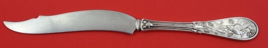 Tiffany Japanese Sterling Silver Fish Knife 8 3 8 Inch Flat Handle: Tiffany Japanese Sterling Silver Fish Knife 8 3 8 Inch Flat Handle This is a Tiffany & Co. sterling silver fish knife in the Japanese pattern, dating from 1850-1899. The knife features an ornate flat 
