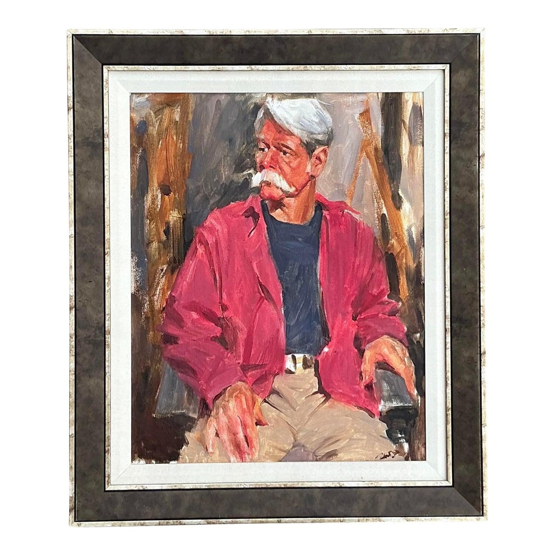 Vintage Boho Oil Portrait of Distinguished Man on Canvas (1 of 5)
