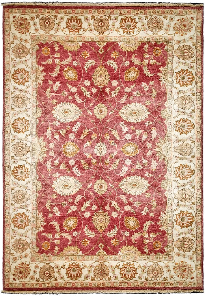 5.6 x 8 Hand-Knotted Peshawar Rug Antique Red Wool Area Rug: 5.6 x 8 Hand-Knotted Peshawar Rug Antique Red Wool Area Rug Free continental US Shipping Introducing the exquisite 5.6' x 8' Peshawar Rug in Antique Red, a stunning blend of traditional craftsmanship 