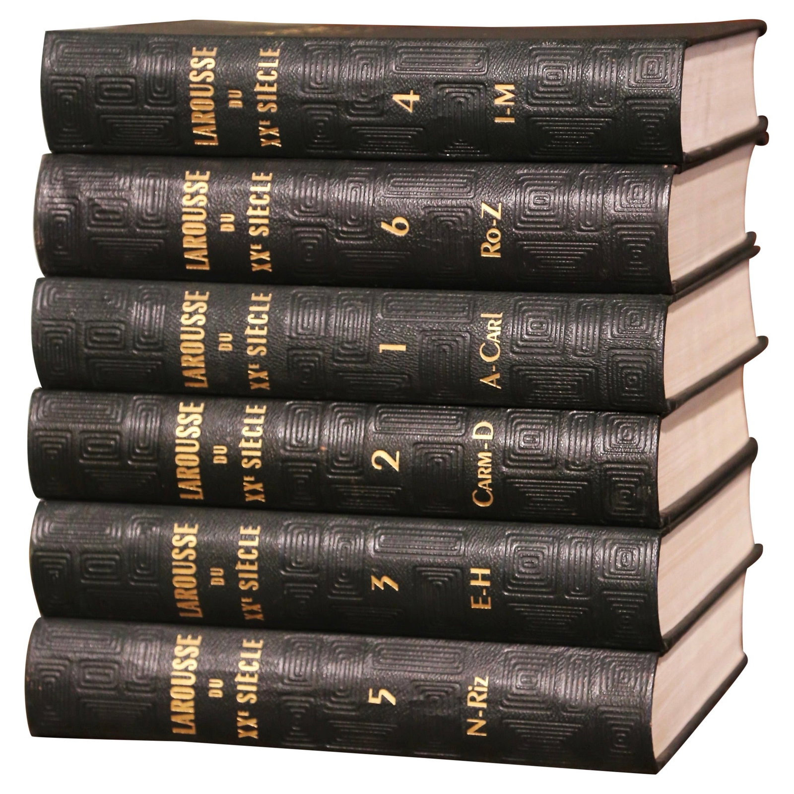 French Larousse du XXe Siecle leather books set of 6 (1 of 11)