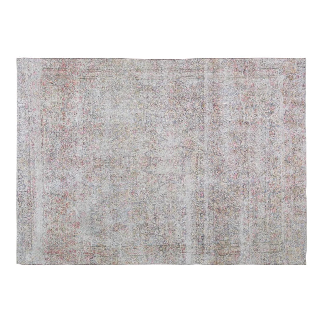 Anatolian Wool Area Rug Hand Knotted Turkish 7'6 x 10'7 Gray: Anatolian Wool Area Rug Hand Knotted Turkish 7'6 x 10'7 Gray This vintage Turkish Anatolian rug is hand-knotted from wool, showcasing traditional craftsmanship blended with a modern design sensibility