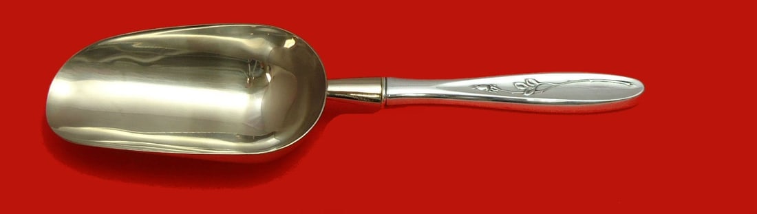 Towle Rose Solitaire Sterling Ice Scoop 10 Inch Custom Made: Towle Rose Solitaire Sterling Ice Scoop 10 Inch Custom Made This is a Rose Solitaire ice scoop by Towle, custom made in a 10-inch size. It features a sterling silver hollow handle with a stainless imp