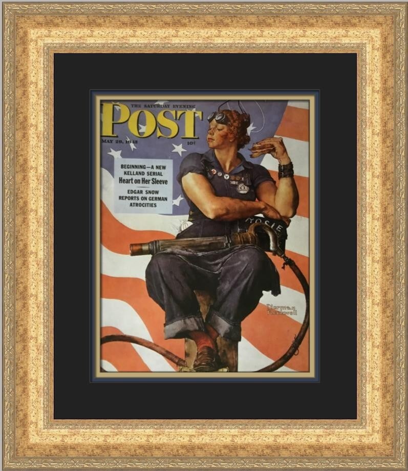 Norman Rockwell Rosie the Riveter Custom Framed Art Print: Norman Rockwell Rosie the Riveter Custom Framed Art Print Celebrate the iconic spirit of American culture with this custom framed print of Norman Rockwell's 'Rosie the Riveter'. This piece showcases R