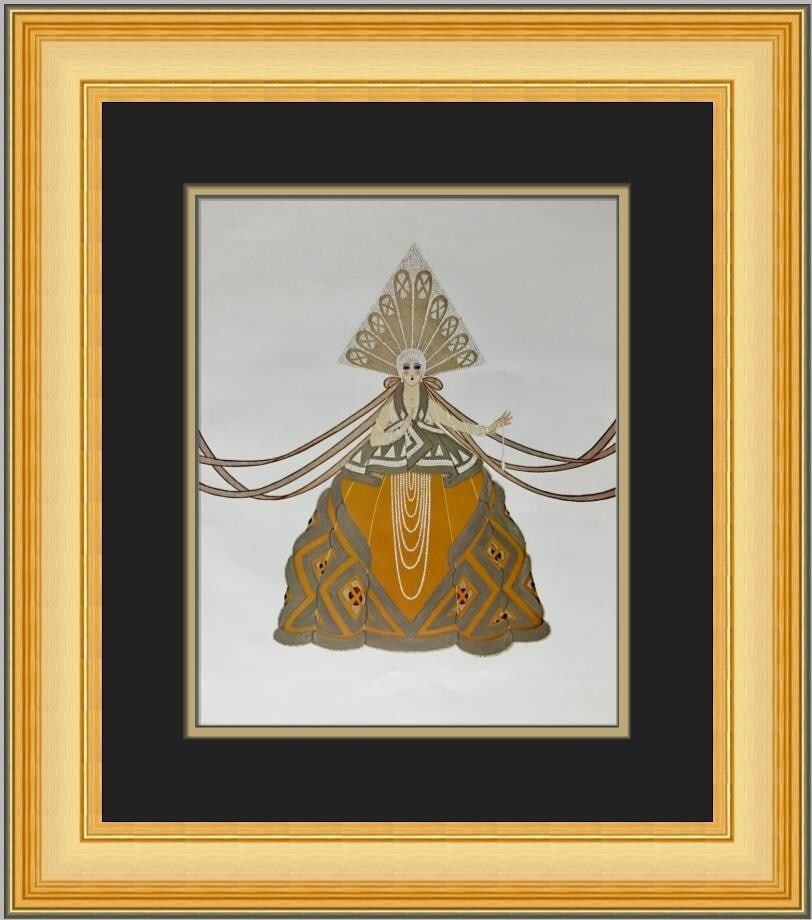 Erte Art Deco Print The Woman and the Devil Custom Framed 1979: Erte Art Deco Print The Woman and the Devil Custom Framed 1979 This stunning custom framed print, titled 'The Woman and the Devil', is a beautiful representation of Art Deco style by the renowned arti