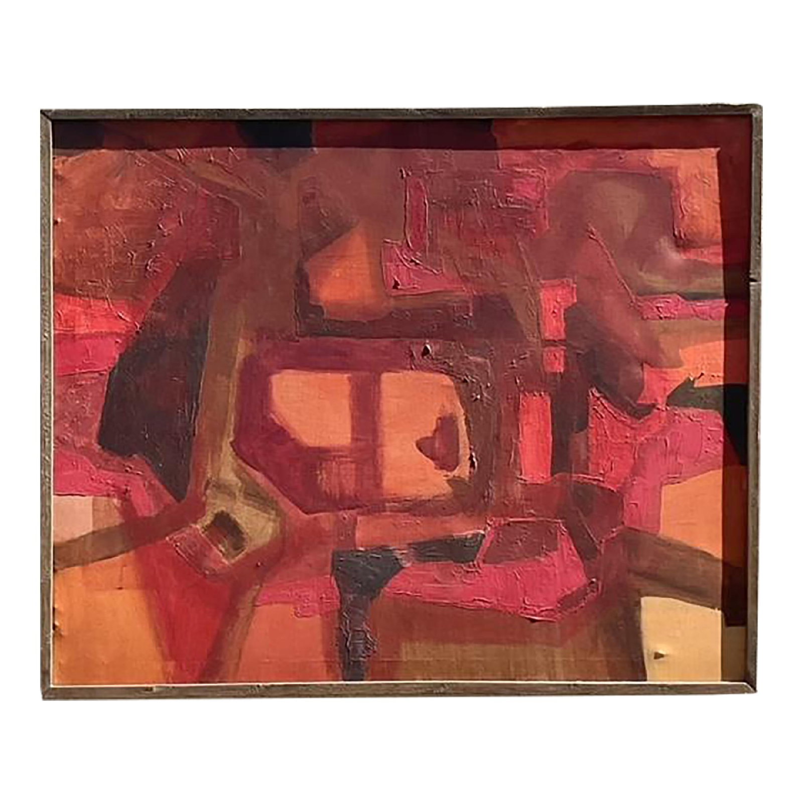 Vintage Boho Abstract Oil Painting on Canvas 44x36 (1 of 8)