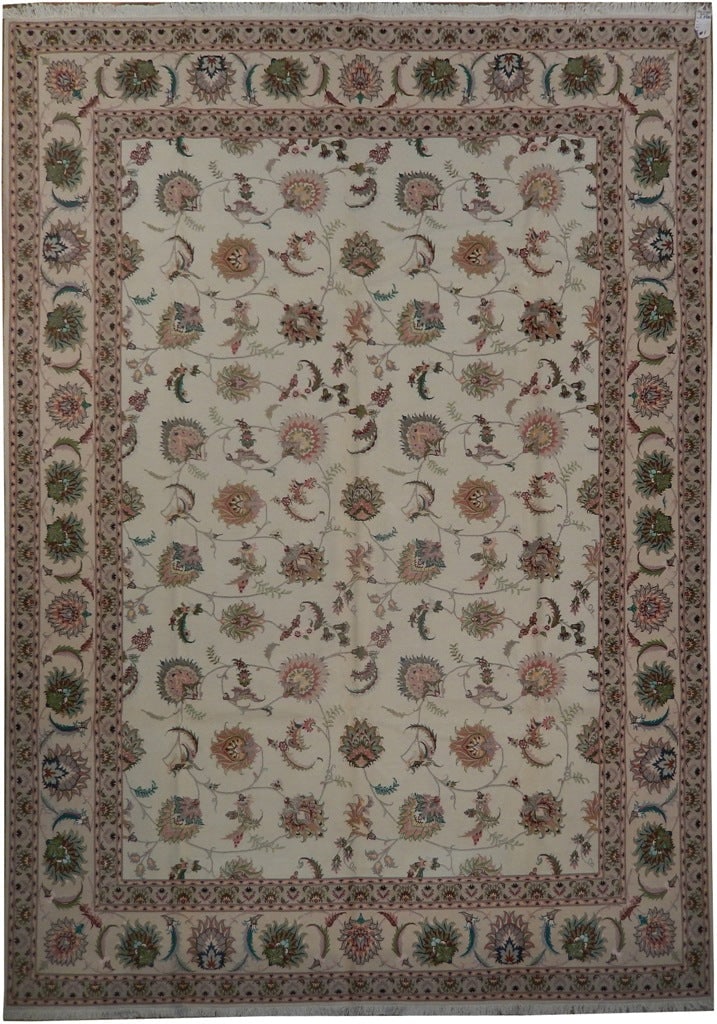 Persian Tabriz 8 x 11 Rug Handmade Iran Wool Silk 400 KPSI All Over Pattern (1 of 5)