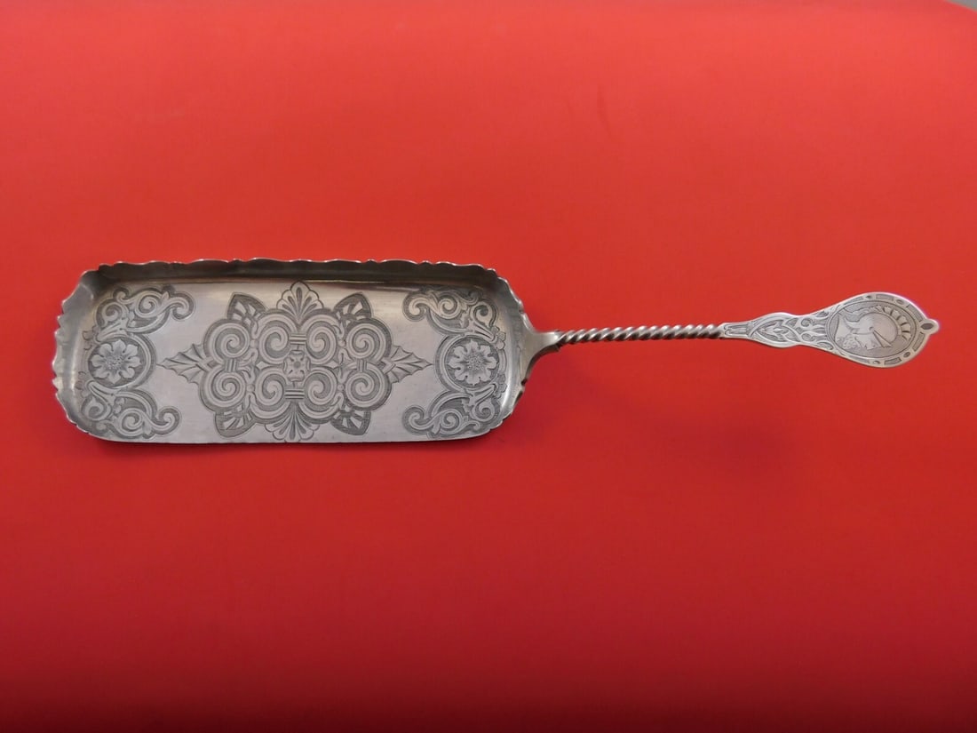 Albert Coles Medallion Pattern Sterling Silver Crumber 12 1/4 inches (1 of 2)