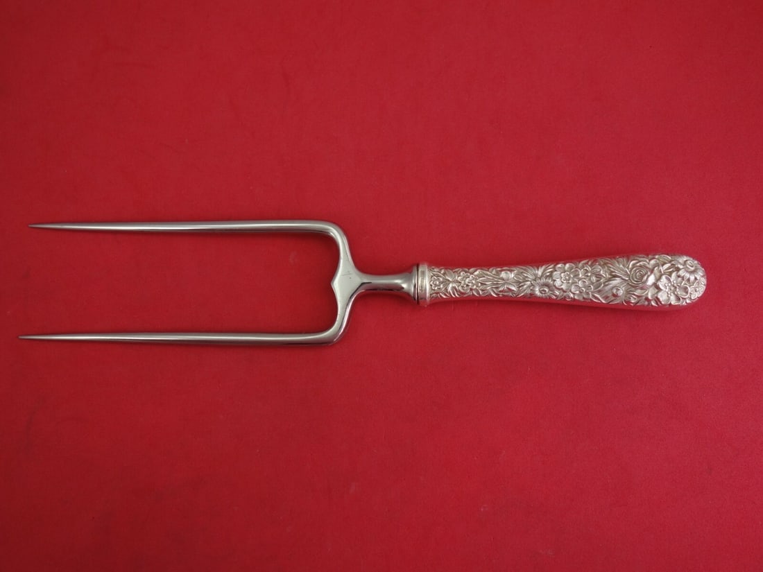Kirk Repousse Sterling Silver Roast Holder Hollow Handle 10 1/4" (1 of 2)