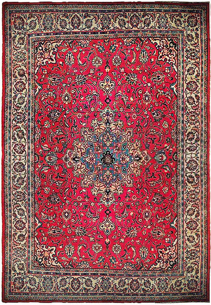 8.9 x 12.8 Semi Antique Persian Sarouk Mahalat Handwoven Rug: 8.9 x 12.8 Semi Antique Persian Sarouk Mahalat Handwoven Rug Free continental US Shipping Experience the elegance of the 8.9 x 12.8 Semi Antique Persian Sarouk Mahalat Rug, handcrafted by skilled Pers