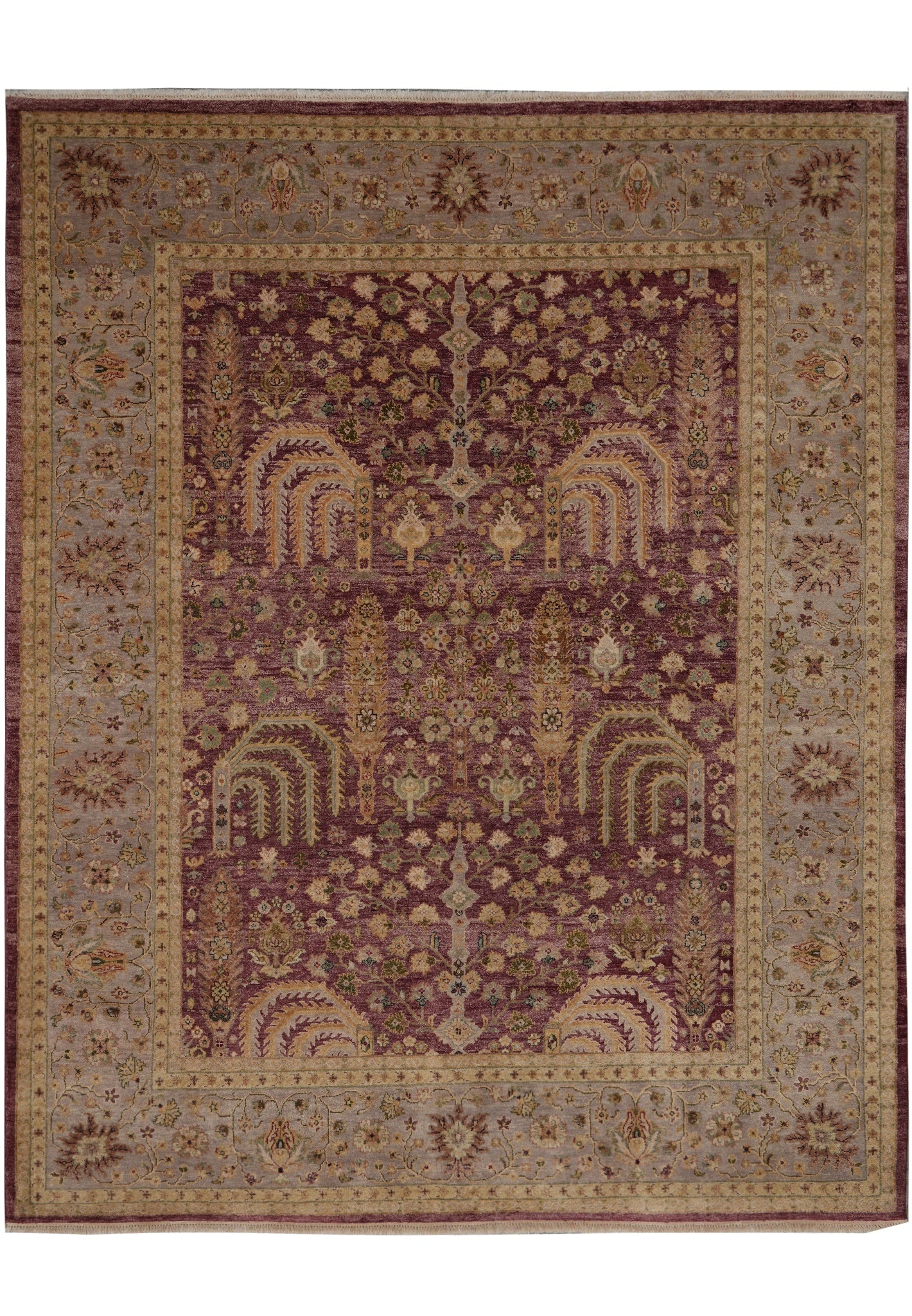 8 x 10 Natural Wool Hand Knotted Agra Rug Vegetable Dyed: 8 x 10 Natural Wool Hand Knotted Agra Rug Vegetable Dyed Free continental US Shipping This 8 x 10 Agra rug is hand-knotted from 100% natural wool and colored with natural vegetable dyes. It features a