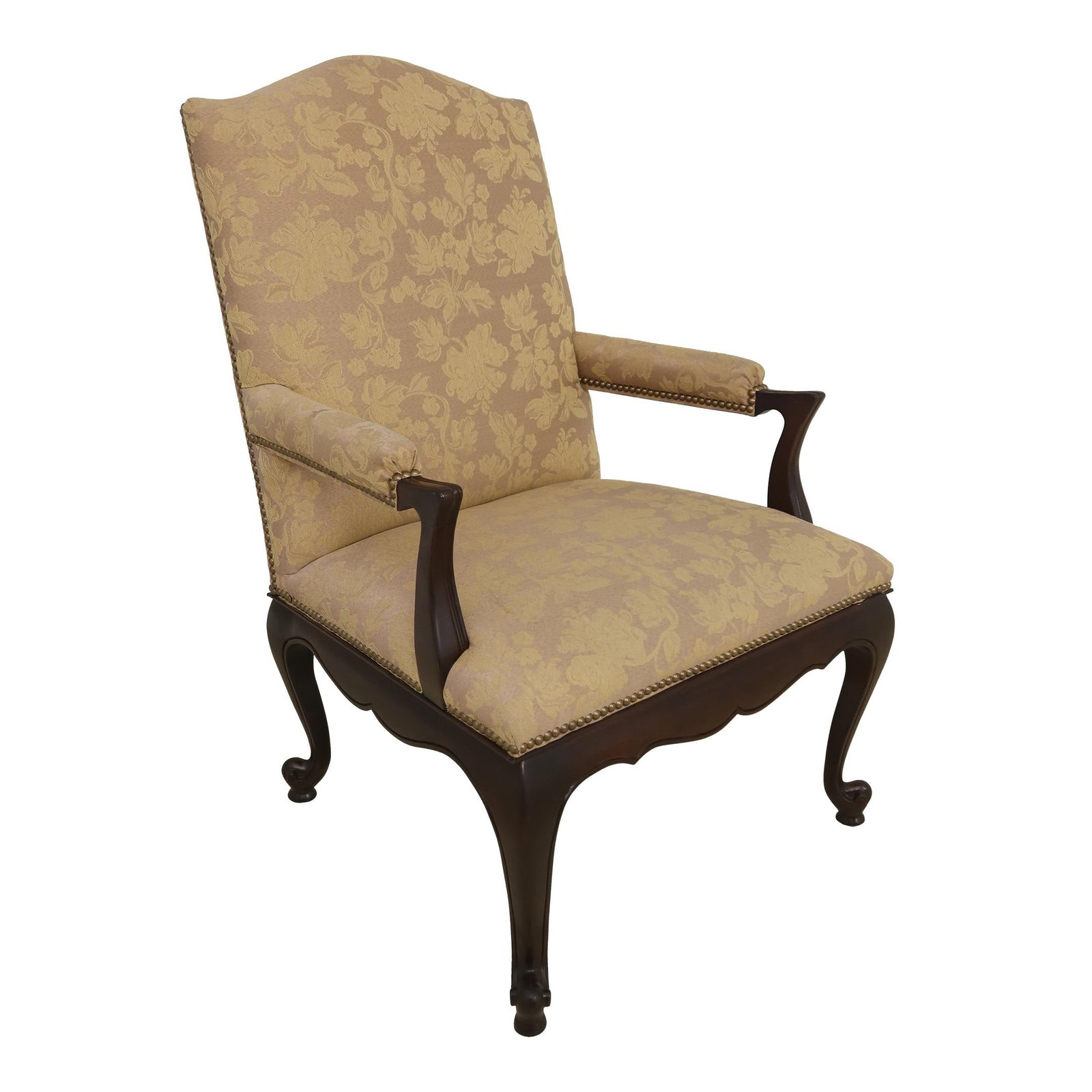 Georgian Style Mahogany Upholstered Library Chair by Statesville: Georgian Style Mahogany Upholstered Library Chair by Statesville This Georgian Style upholstered library chair, crafted from quality mahogany, showcases elegance and traditional design reminiscent of 