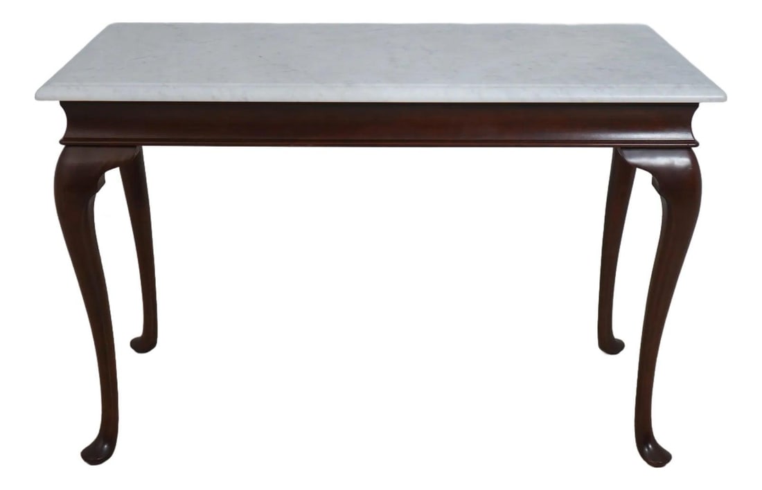 Marble Top Palace Server by Stickley CW-208 Queen Anne Style: Marble Top Palace Server by Stickley CW-208 Queen Anne Style This Stickley Colonial Williamsburg CW-208 Palace Server features a classic 18th-century design with Queen Anne legs and pad feet. Crafted 