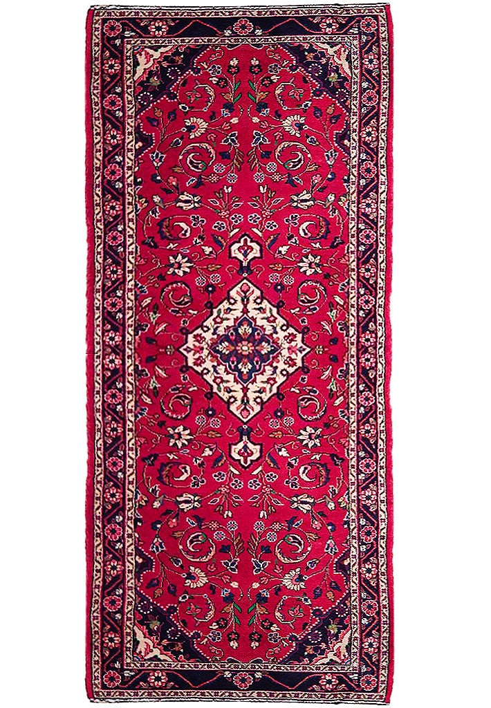 Handcrafted 3'2" x 9'8" Red Lilac Persian Kashan Runner: Handcrafted 3'2" x 9'8" Red Lilac Persian Kashan Runner Free continental US Shipping Enhance your home with the exquisite 3' 2" x 9' 8" Red Lilac Semi-Antique Persian Kashan Runner, a true testament t