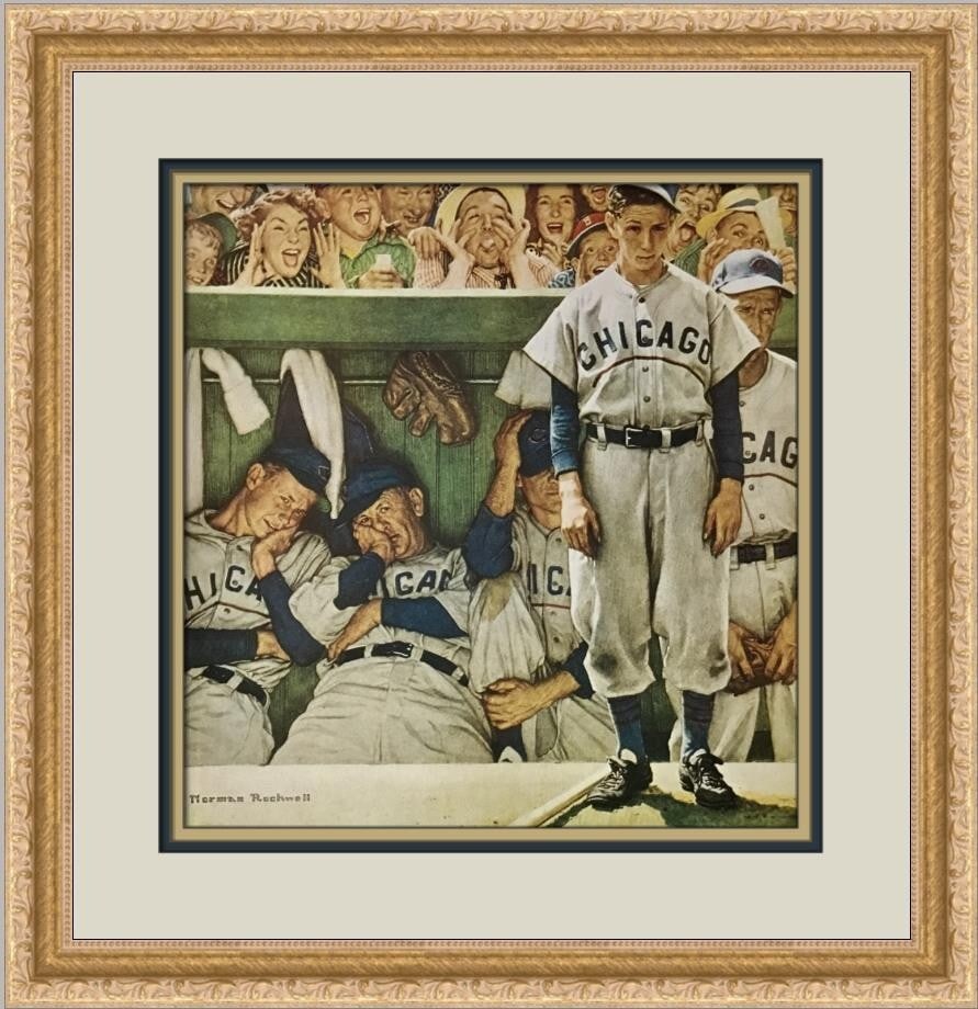 Norman Rockwell The Dugout Custom Framed Print 1979 Americana Art: Norman Rockwell The Dugout Custom Framed Print 1979 Americana Art This custom framed print, titled "The Dugout" by renowned artist Norman Rockwell, showcases a delightful Americana theme. Created in 1