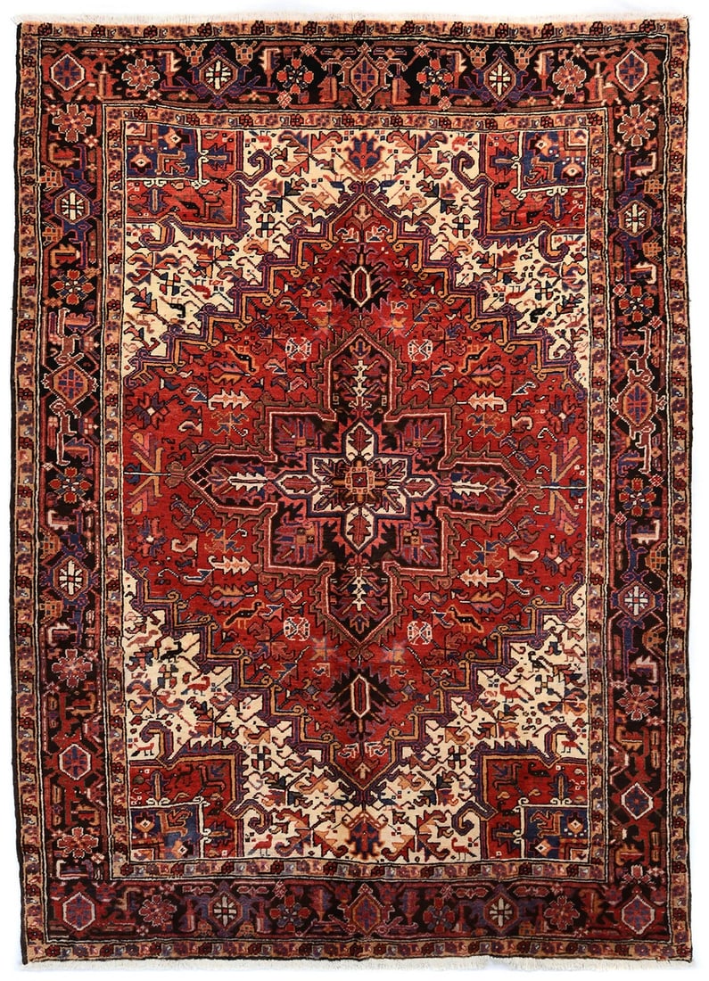 Hand-Knotted Wool Area Rug 7'3 x 10' Serapi Heriz Geometric Vintage Design (1 of 11)